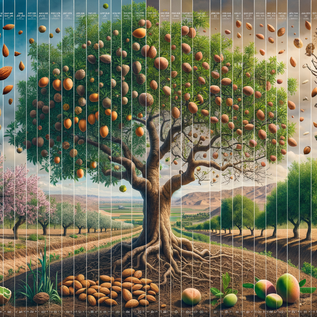 Panoramic view of historical almond tree varieties in Moroccan orchards, showcasing the evolution of almond tree cultivation and almond production in Morocco