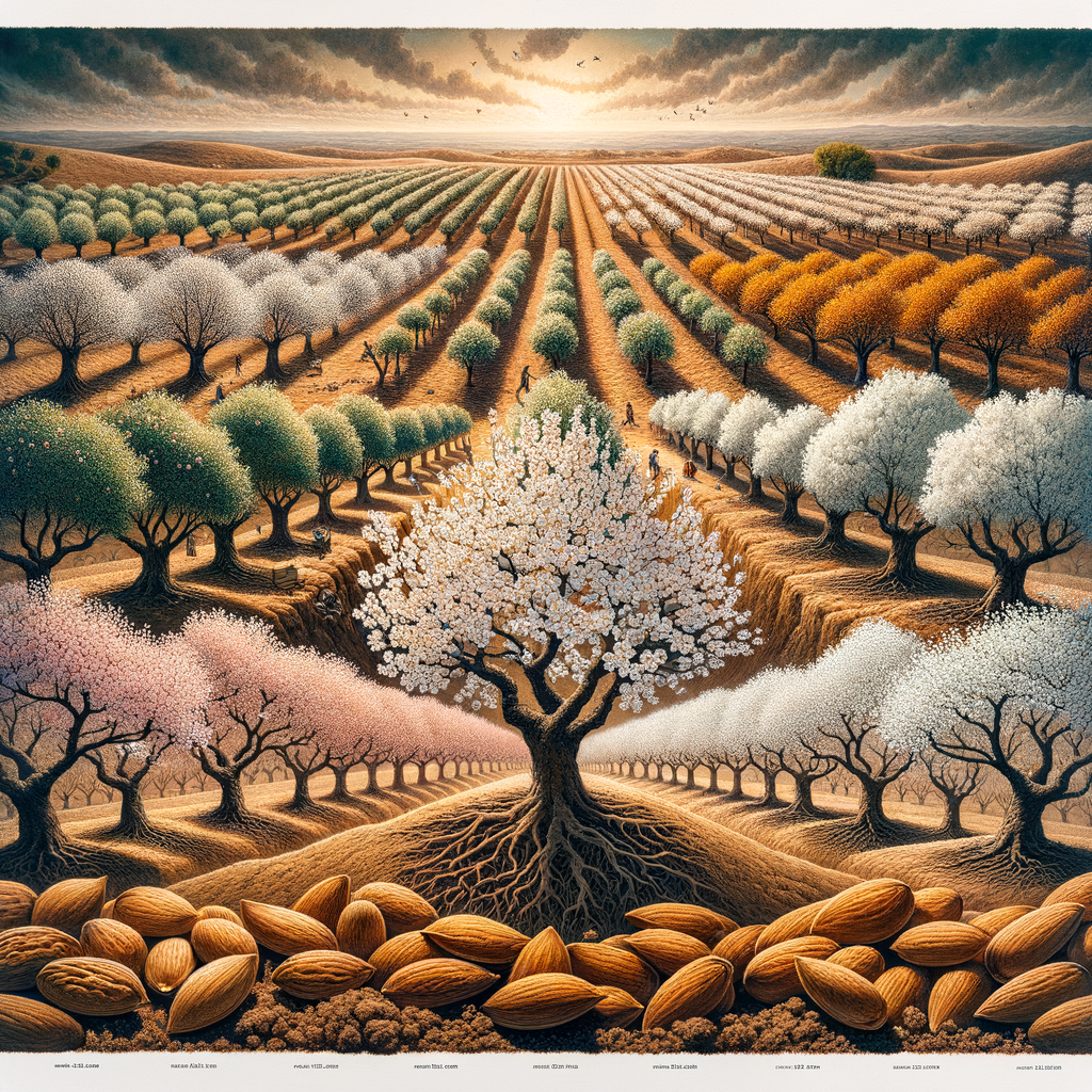Almond trees in Spain symbolizing their importance in Spanish culture, heritage, and almond tree traditions, showcasing the process of Spanish almond tree cultivation.